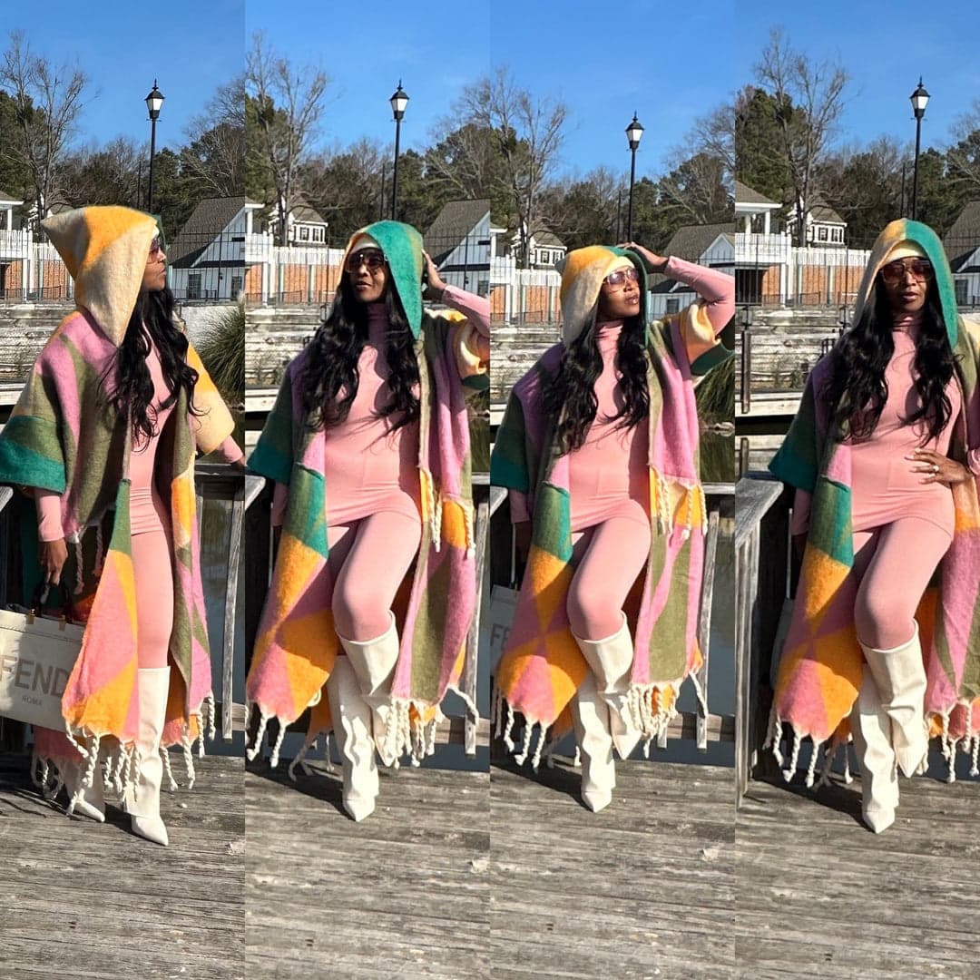 Rich Auntie Hooded Long Kimono — Pastel Pink Orange