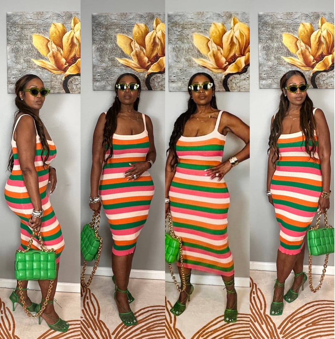 Island Punch Multi-color Bodycon Midi Dress