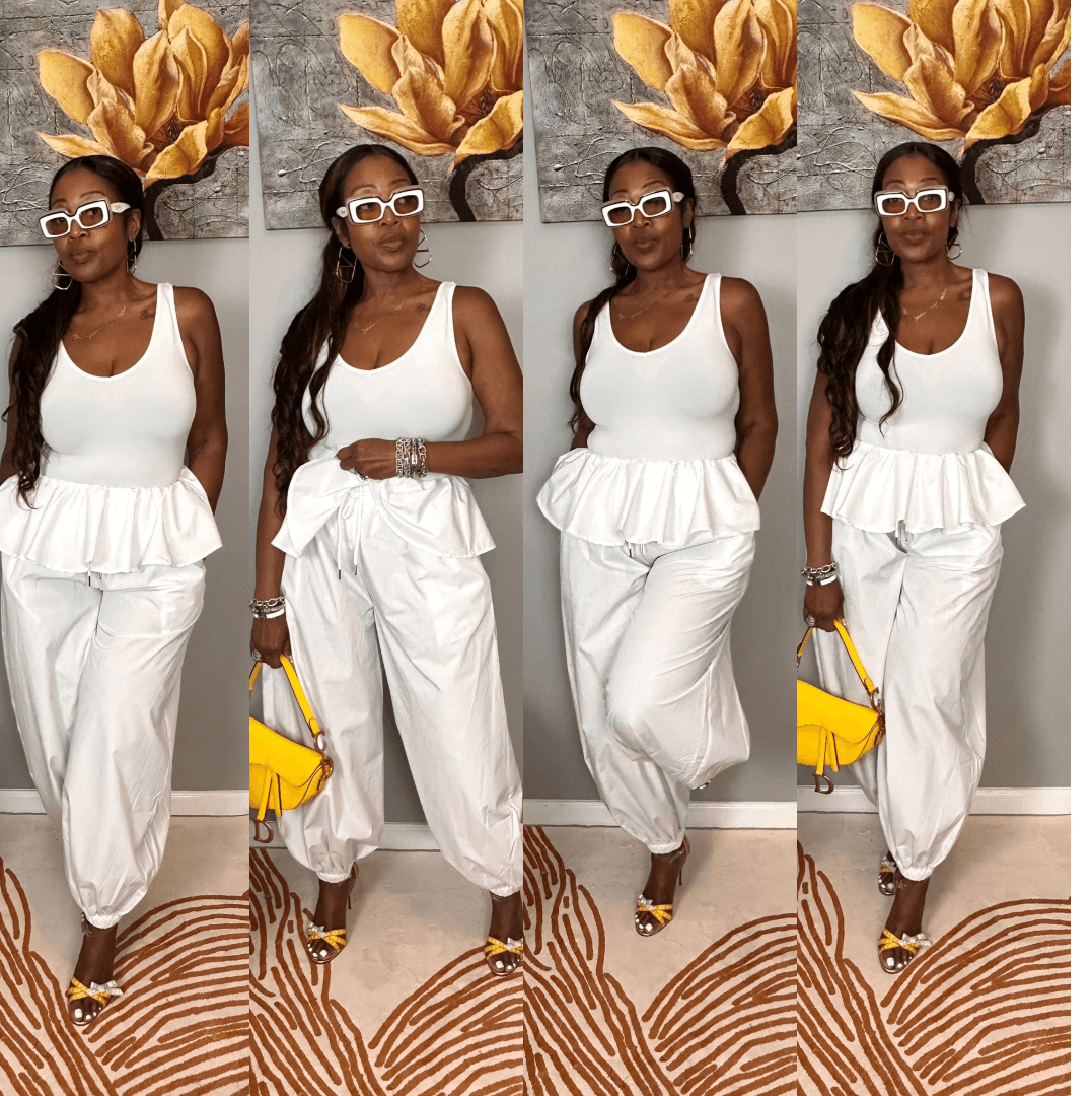 Luxe Layered Peplum Pants — White