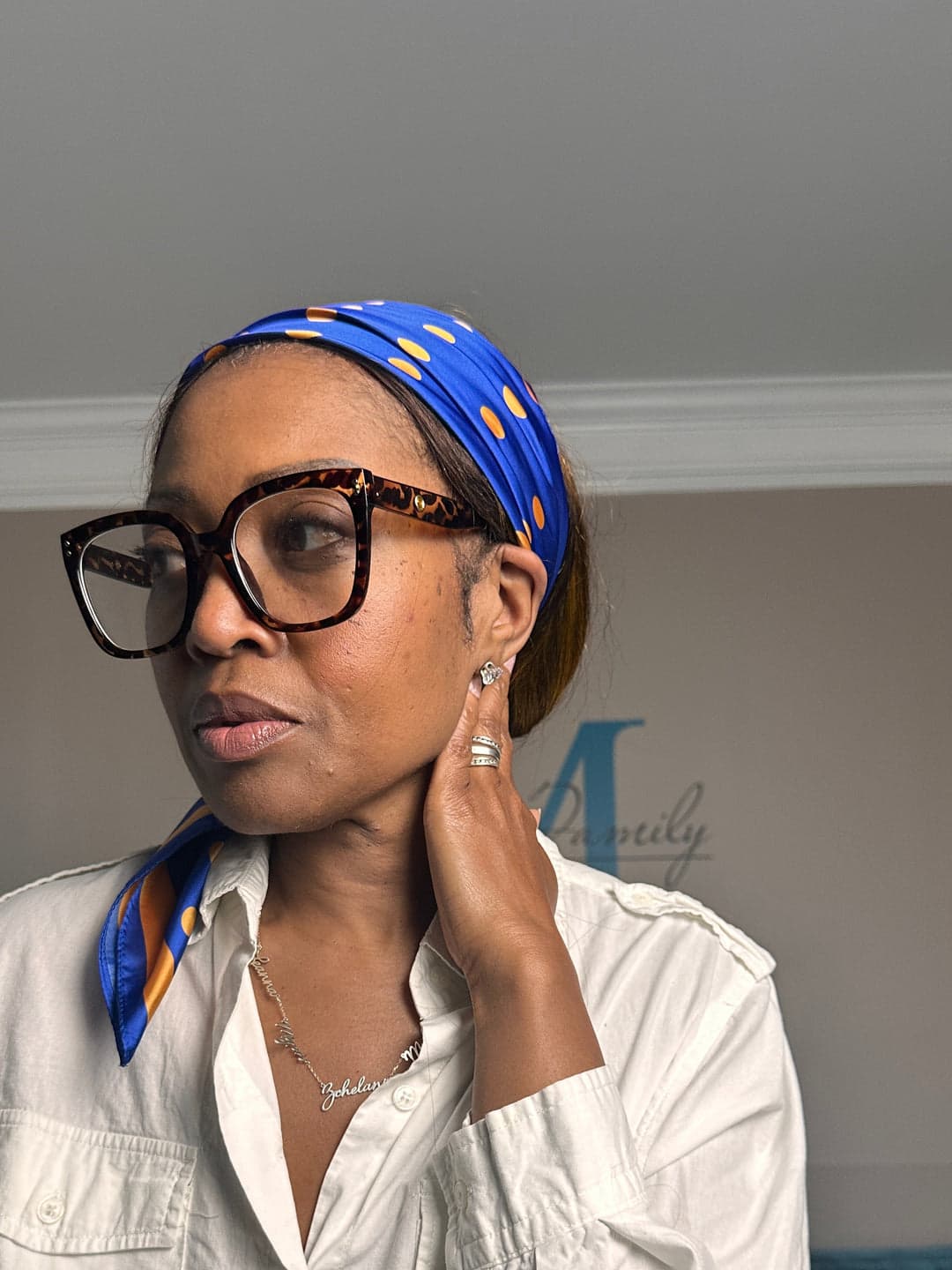 Blue & Yellow Polka Dot Scarf