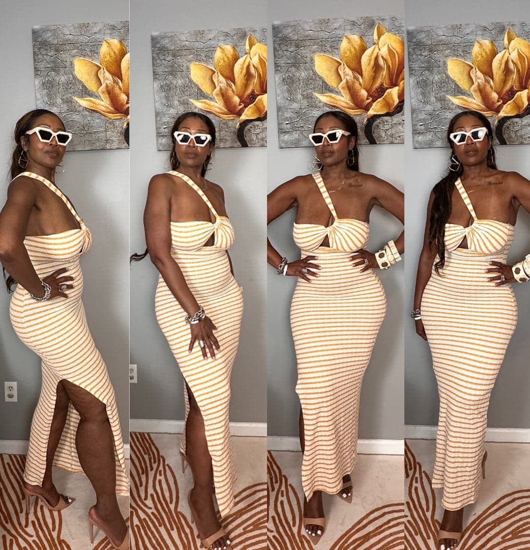 Showstopper Striped Maxi Dress — Cream & Mustard