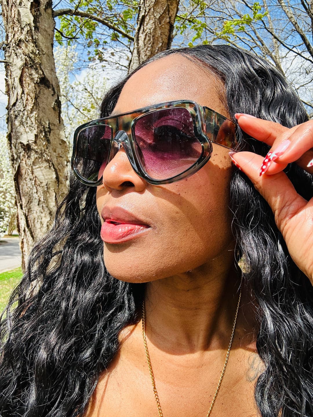 Camo Print Oversize Sunglasses — Olive Black Brown