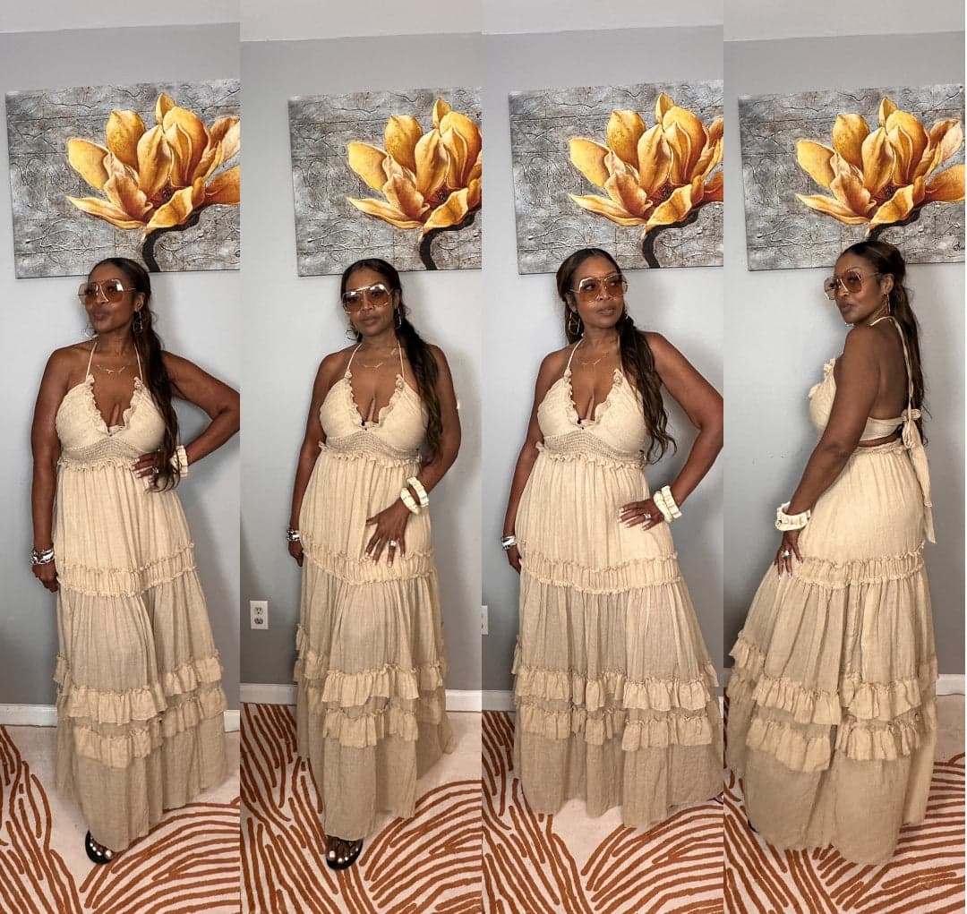 Grown Woman Summer Tiered Maxi Dress — Sand
