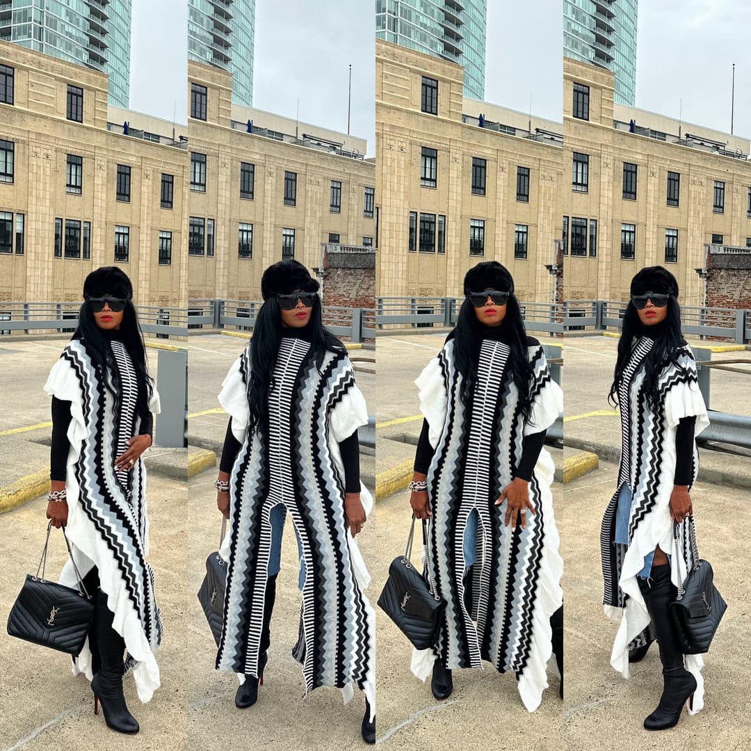 Rich Auntie Winter Kimono Coat — Houndstooth Blend